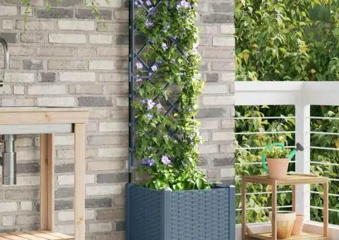 Jardinieră de grădină cu spalier, gri, 40x40x143 cm - 3/5