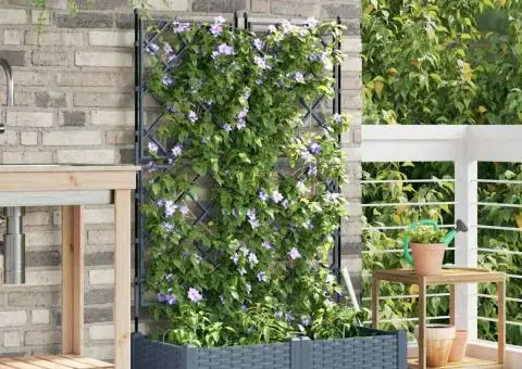 Jardiniere grădină cu spalier 2 buc. gri deschis 80x40x125,5 cm - 3/5