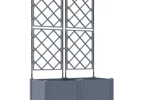 Jardiniere grădină cu spalier 2 buc. gri deschis 80x40x143 cm - 2/5