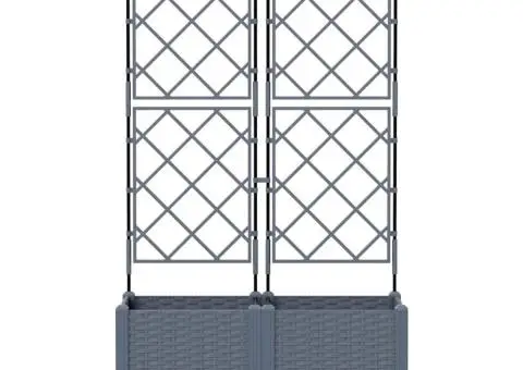 Jardiniere grădină cu spalier 2 buc. gri deschis 80x40x143 cm - 5/5