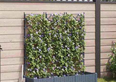 Jardiniere grădină cu spalier 3 buc. gri deschis 120x40x125,5cm - 1/5