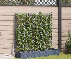 Jardiniere grădină cu spalier 3 buc. gri deschis 120x40x125,5cm