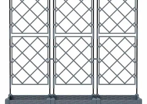 Jardiniere grădină cu spalier 3 buc. gri deschis 120x40x125,5cm - 5/5