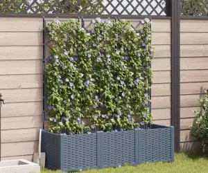 Jardiniere grădină cu spalier 3 buc. gri deschis 120x40x143 cm