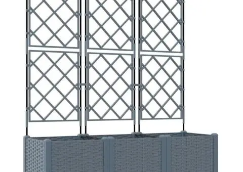 Jardiniere grădină cu spalier 3 buc. gri deschis 120x40x143 cm - 2/5