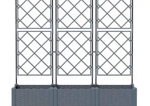 Jardiniere grădină cu spalier 3 buc. gri deschis 120x40x143 cm - 5/5