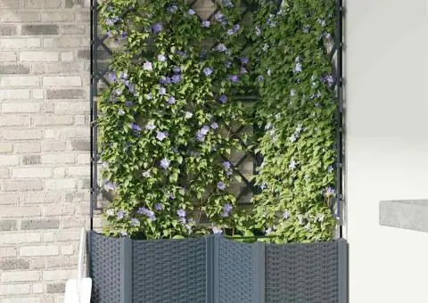 Jardiniere grădină cu spalier 3 buc. gri deschis 80x40x143 cm - 1/5