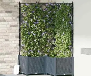 Jardiniere grădină cu spalier 3 buc. gri deschis 80x40x143 cm