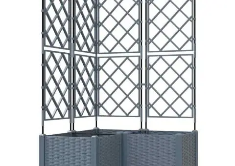 Jardiniere grădină cu spalier 3 buc. gri deschis 80x40x143 cm - 2/5