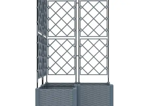 Jardiniere grădină cu spalier 3 buc. gri deschis 80x40x143 cm - 4/5