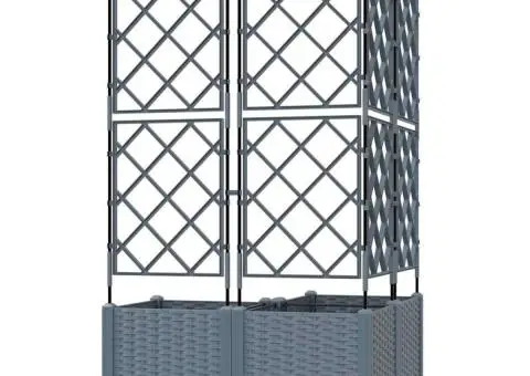 Jardiniere grădină cu spalier 3 buc. gri deschis 80x40x143 cm - 5/5