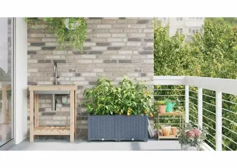 Ghivece de Grădină 1 buc Gri deschis 80 x 40 x 37.5 cm Plastic - 4/5