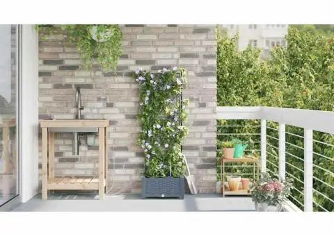 Ghivece de Grădină 1 buc Gri deschis 40 x 40 x 126 cm Plastic - 4/5