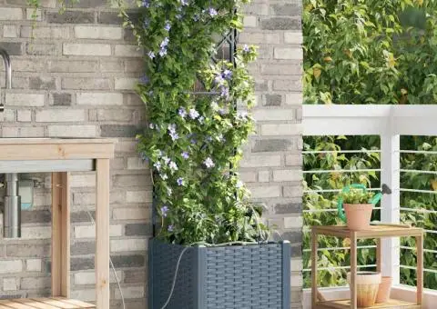 Ghivece de Grădină 1 buc Gri deschis 40 x 40 x 142 cm Plastic - 1/5