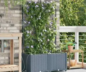 Ghivece de Grădină 1 buc Gri deschis 80 x 40 x 142 cm Plastic