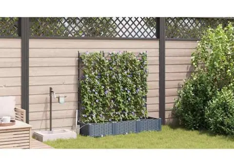 Ghivece de Grădină 1 buc Gri deschis 120 x 40 x 126 cm Plastic - 4/5