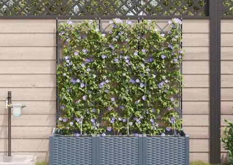 Ghivece de Grădină 1 buc Gri deschis 120 x 40 x 142 cm Plastic - 1/5