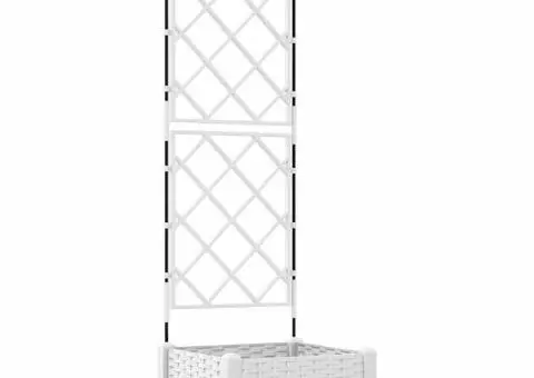 Jardinieră de grădină cu spalier, alb, 40x40x125.5 cm - 2/5