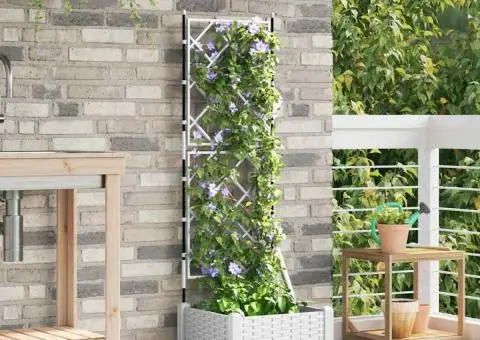 Jardinieră de grădină cu spalier, alb, 40x40x125.5 cm - 3/5