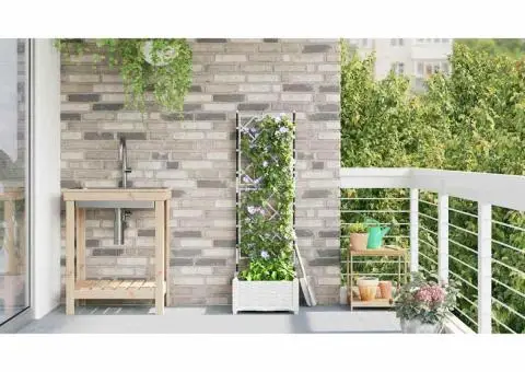 Jardinieră de grădină cu spalier, alb, 40x40x125.5 cm - 4/5