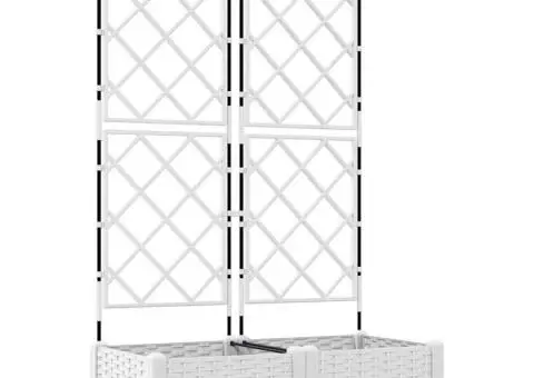 Jardiniere de grădină cu spalier, 2 buc., alb, 80x40x125.5 cm - 2/5