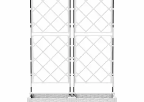 Jardiniere de grădină cu spalier, 2 buc., alb, 80x40x125.5 cm - 4/5