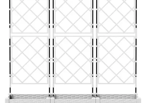 Jardiniere de grădină cu spalier, 3 buc., alb, 120x40x125.5 cm - 4/5