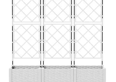 Jardiniere de grădină cu spalier, 3 buc., alb, 120x40x143 cm - 5/5