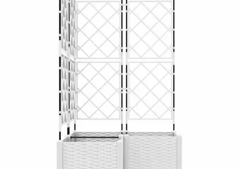 Jardiniere de grădină cu spalier, 3 buc., alb, 80x40x143 cm - 4/5