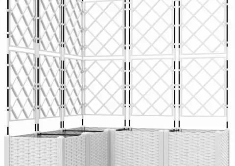 Jardiniere de grădină cu spalier, 5 buc., alb, 120x40x143 cm - 2/5