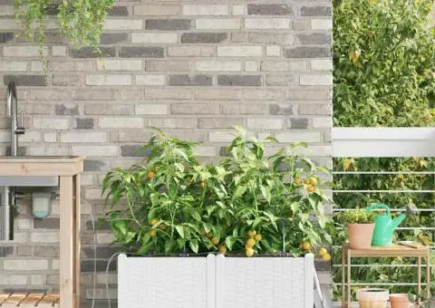 Ghivece de Grădină 1 buc Alb 80 x 40 x 37.5 cm Plastic - 1/5