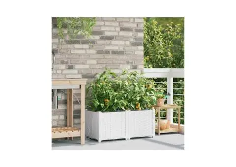 Ghivece de Grădină 1 buc Alb 80 x 40 x 37.5 cm Plastic - 3/5