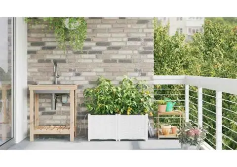 Ghivece de Grădină 1 buc Alb 80 x 40 x 37.5 cm Plastic - 4/5