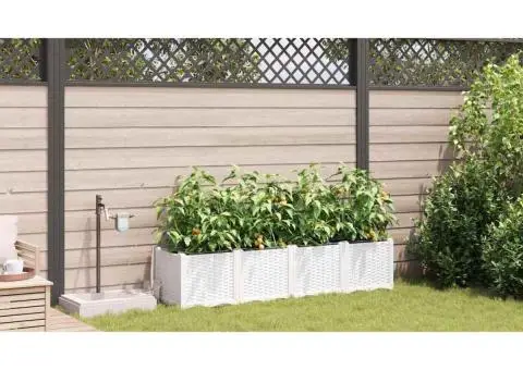 Ghivece de Grădină 1 buc Alb 160 x 40 x 37.5 cm Plastic - 4/5