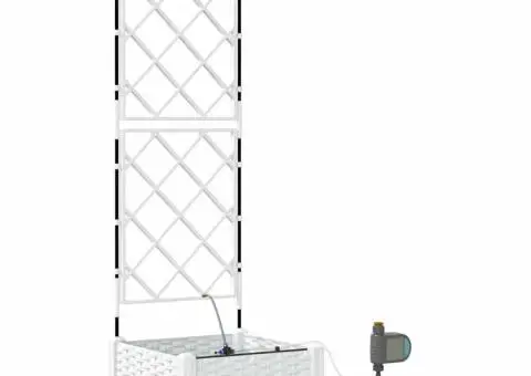 Ghivece de Grădină 1 buc Zăbrele Alb 40 x 40 x 126 cm Plastic - 2/5