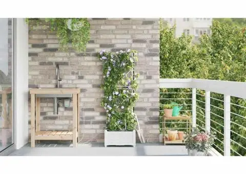 Ghivece de Grădină 1 buc Zăbrele Alb 40 x 40 x 126 cm Plastic - 4/5