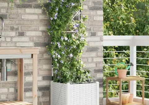 Ghivece de Grădină 1 buc Alb 40 x 40 x 142 cm Plastic - 1/5