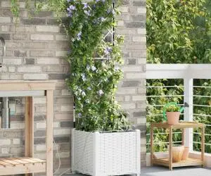 vidaXL Ghivece de Grădină 1 buc Alb 40 x 40 x 142 cm Plastic