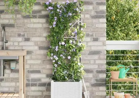 Ghivece de Grădină 1 buc Alb 40 x 40 x 142 cm Plastic - 3/5