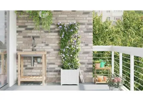 Ghivece de Grădină 1 buc Alb 40 x 40 x 142 cm Plastic - 4/5