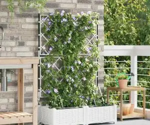 vidaXL Ghivece pentru grădină Zăbrele Alb 80 x 40 x 126 cm Plastic
