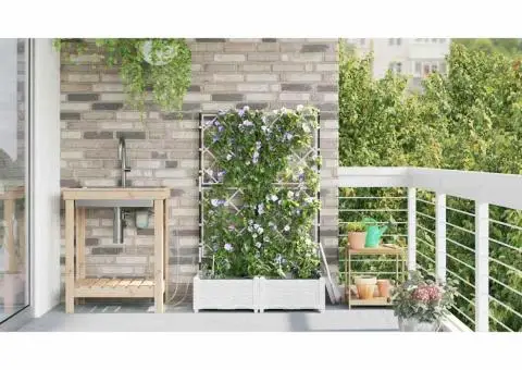 Ghivece pentru grădină Zăbrele Alb 80 x 40 x 126 cm Plastic - 4/5