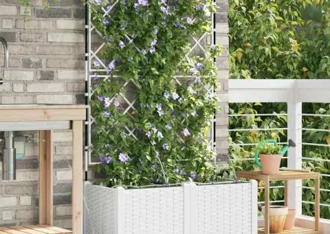 Ghivece de Grădină 1 buc Zăbrele Alb 80 x 40 x 142 cm Plastic - 1/5