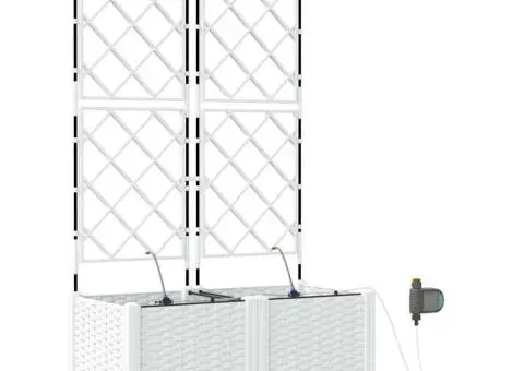 Ghivece de Grădină 1 buc Zăbrele Alb 80 x 40 x 142 cm Plastic - 2/5