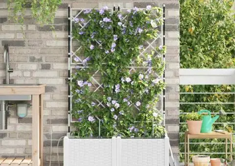 Ghivece de Grădină 1 buc Zăbrele Alb 80 x 40 x 142 cm Plastic - 3/5