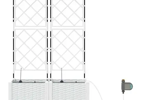 Ghivece de Grădină 1 buc Zăbrele Alb 80 x 40 x 142 cm Plastic - 5/5