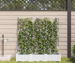 vidaXL Ghivece de Grădină 1 buc Zăbrele Alb 120 x 40 x 126 cm Plastic
