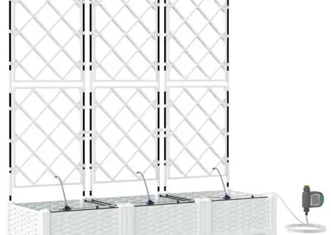 Ghivece de Grădină 1 buc Zăbrele Alb 120 x 40 x 126 cm Plastic - 2/5