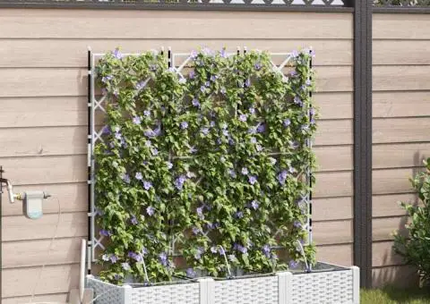 Ghivece de Grădină 1 buc Zăbrele Alb 120 x 40 x 126 cm Plastic - 3/5