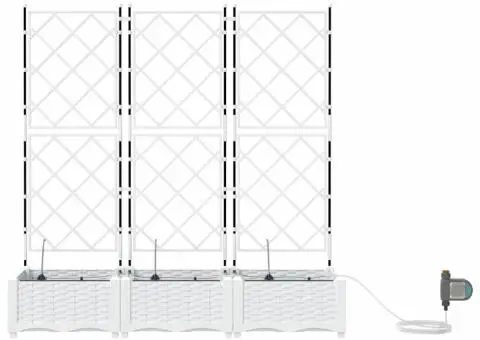 Ghivece de Grădină 1 buc Zăbrele Alb 120 x 40 x 126 cm Plastic - 4/5